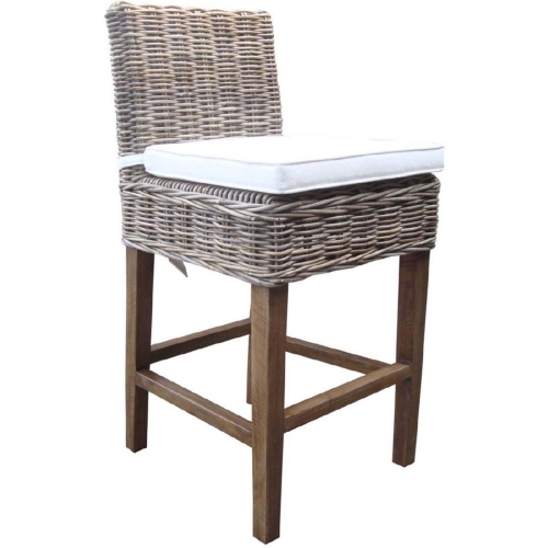 Boca Counter Stool in Kubu Grey Rattan w/ White Fabric Cushion